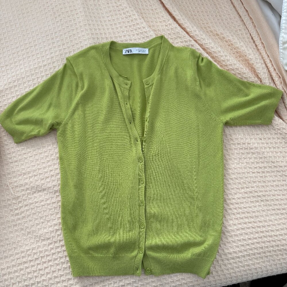 Zara Lime Green Short Sleeved Cardigan